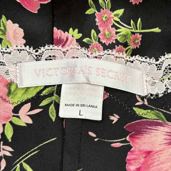 Victoria Secret Womens Slip Dress Large Satin Nightgown Dark Floral Fairy Grunge - Picture 3 of 4